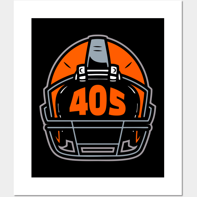 Retro Football Helmet 405 Area Code Stillwater Oklahoma Football Wall Art by SLAG_Creative